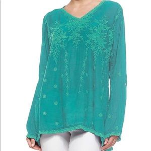 Neiman Marcus Johnny Was Georgette Vine Embroidered Tunic PM